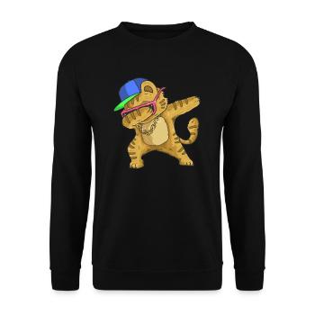 Katze - Unisex Pullover - Schwarz - Vorne - Alina (178cm) & Michal (187cm)