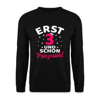 3. Geburtstag - Unisex Pullover - Schwarz - Vorne - Alina (178cm) & Michal (187cm)