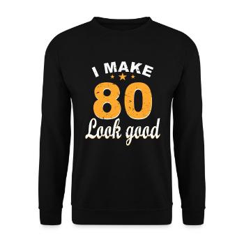80 ans 80 anniversaire anniversaire anniversaire anniversaire anniversaire - Sweat-shirt Unisexe - noir - Devant - Alina (178cm) & Michal (187cm)