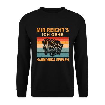 Harmonikaspieler Geschenk Ziehharmonika Volksmusik - Unisex Pullover - Schwarz - Vorne - Alina (178cm) & Michal (187cm)