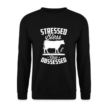 Kuh - Unisex Pullover - Schwarz - Vorne - Alina (178cm) & Michal (187cm)