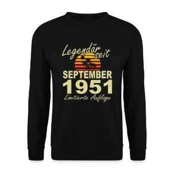 Legendär September 1951 Jahr Geburtstag Geschenk - Unisex Pullover - Schwarz - Vorne - Alina (178cm) & Michal (187cm)