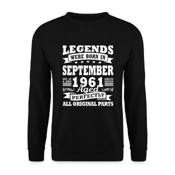 1961 Jahr Geburtstag seit September 1961 - Unisex Pullover - Schwarz - Vorne - Alina (178cm) & Michal (187cm)