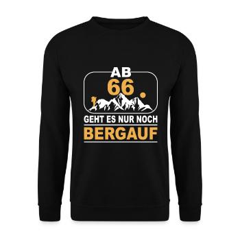 Wandern Berge 66 Geburtstag Geschenk 66 Jahre - Unisex Pullover - Schwarz - Vorne - Alina (178cm) & Michal (187cm)