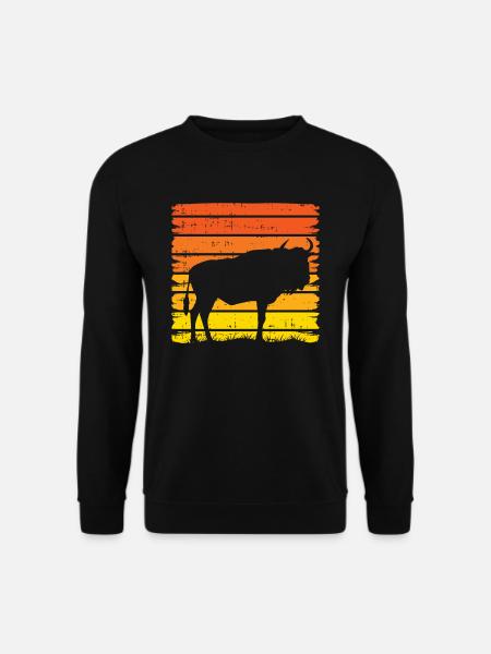 Retro Wildebeest GNU Wildlife Tier Antilope - Unisex Pullover - Schwarz