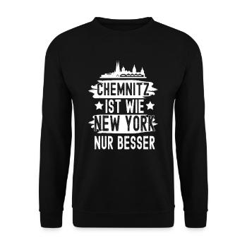 Chemnitz - Unisex Pullover - Schwarz - Vorne - Alina (178cm) & Michal (187cm)