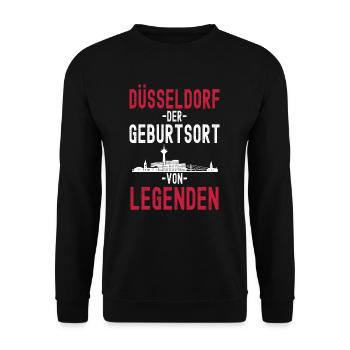 Düsseldorf Nordrhein Westfalen Rhein Skyline - Unisex Pullover - Schwarz - Vorne - Alina (178cm) & Michal (187cm)