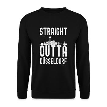 Düsseldorf Nordrhein Westfalen Rhein Skyline - Unisex Pullover - Schwarz - Vorne - Alina (178cm) & Michal (187cm)