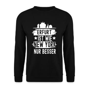 Erfurt Thüringen Skyline - Unisex Pullover - Schwarz - Vorne - Alina (178cm) & Michal (187cm)