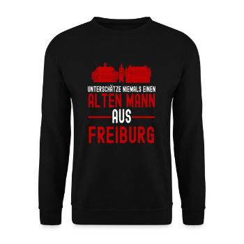 Freiburg Bayern Skyline - Unisex Pullover - Schwarz - Vorne - Alina (178cm) & Michal (187cm)