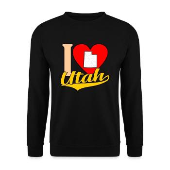 Ich Liebe Utah-geschenk - Unisex Pullover - Schwarz - Vorne - Alina (178cm) & Michal (187cm)