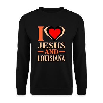 Love Jesus Louisiana Gift - Unisex Sweatshirt - black - Front - Alina (178cm) & Michal (187cm)