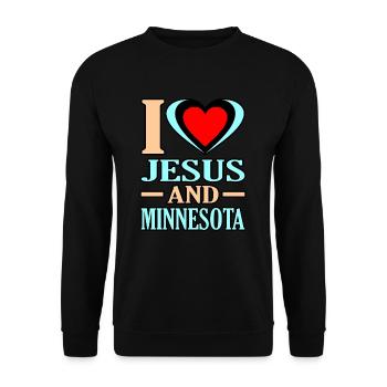 Ich Liebe Jesus Und Minnesota geschenk - Unisex Pullover - Schwarz - Vorne - Alina (178cm) & Michal (187cm)