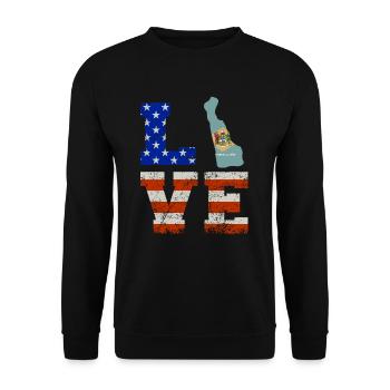 Liebes delaware geschenk - Unisex Pullover - Schwarz - Vorne - Alina (178cm) & Michal (187cm)