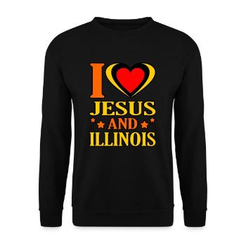 Ich Liebe Jesus Und Illinois Geschenk - Unisex Pullover - Schwarz - Vorne - Alina (178cm) & Michal (187cm)