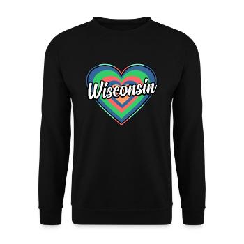 Buntes Herz geschenk Wisconsins - Unisex Pullover - Schwarz - Vorne - Alina (178cm) & Michal (187cm)