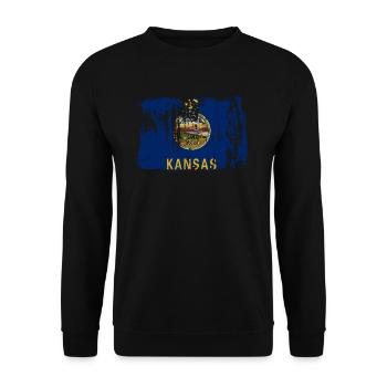 Kansas Home Pride Geschenk - Unisex Pullover - Schwarz - Vorne - Alina (178cm) & Michal (187cm)