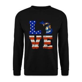 Liebe Michigan Us flaggengeschenk - Unisex Pullover - Schwarz - Vorne - Alina (178cm) & Michal (187cm)