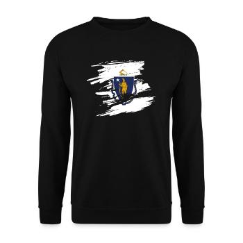 Massachusetts Home Pride Geschenk - Unisex Pullover - Schwarz - Vorne - Alina (178cm) & Michal (187cm)