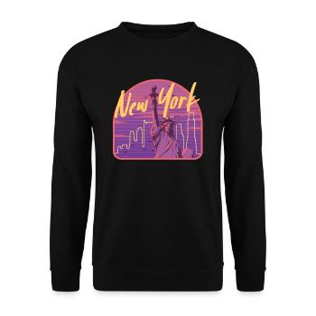 New York Freiheitsstatue Geschenk - Unisex Pullover - Schwarz - Vorne - Alina (178cm) & Michal (187cm)