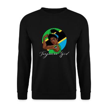 Unzerbrechliches tansanisches Mädchen - Unisex Pullover - Schwarz - Vorne - Alina (178cm) & Michal (187cm)