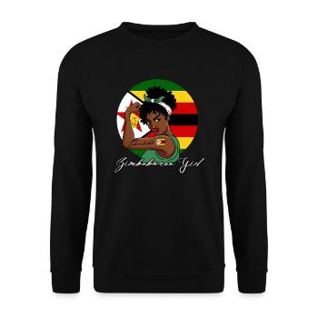 Unbreakable Zimbabwean Girl - Unisex Pullover - Schwarz - Vorne - Alina (178cm) & Michal (187cm)