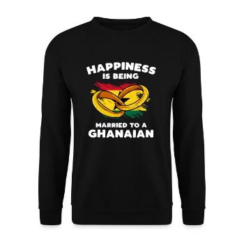 Glücklich ist, wer mit einem Ghanaer verheiratet i - Unisex Pullover - Schwarz - Vorne - Alina (178cm) & Michal (187cm)