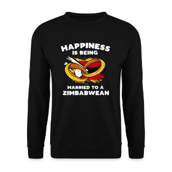 Glücklich ist, wer mit einem Simbabwer verheiratet - Unisex Pullover - Schwarz - Vorne - Alina (178cm) & Michal (187cm)
