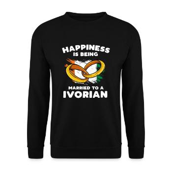 Glück ist, mit einem Ivorer verheiratet zu sein - Unisex Pullover - Schwarz - Vorne - Alina (178cm) & Michal (187cm)