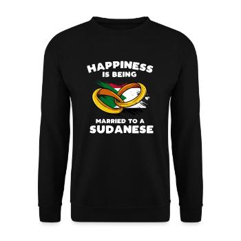 Glücklich ist, wer mit einem Sudanesen verheiratet - Unisex Pullover - Schwarz - Vorne - Alina (178cm) & Michal (187cm)