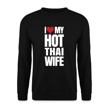 Thailändisches Ehefrauengeschenk - Unisex Pullover - Schwarz - Vorne - Alina (178cm) & Michal (187cm)