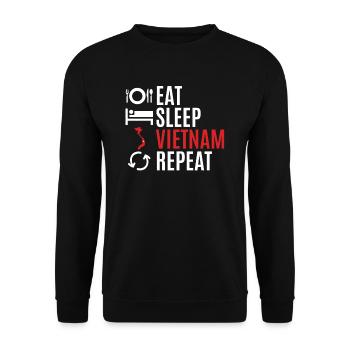 Essen Sie Schlaf vietnam geschenk - Unisex Pullover - Schwarz - Vorne - Alina (178cm) & Michal (187cm)