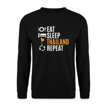 Essen Sie Schlaf Thailand Wiederholungsgeschenk - Unisex Pullover - Schwarz - Vorne - Alina (178cm) & Michal (187cm)