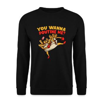 Kanadische Poutine Pommes Frites Mittagessen - Unisex Pullover - Schwarz - Vorne - Alina (178cm) & Michal (187cm)