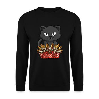 Kanadische Poutine Pommes Frites Mittagessen - Unisex Pullover - Schwarz - Vorne - Alina (178cm) & Michal (187cm)