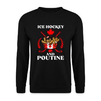 Kanadische Poutine Pommes Frites Mittagessen - Unisex Pullover - Schwarz - Vorne - Alina (178cm) & Michal (187cm)