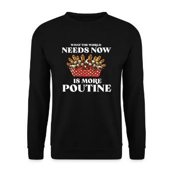 Kanadische Poutine Pommes Frites Mittagessen - Unisex Pullover - Schwarz - Vorne - Alina (178cm) & Michal (187cm)