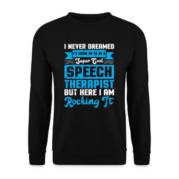Sprachtherapeut Logopäde Geschenk - Unisex Pullover - Schwarz - Vorne - Alina (178cm) & Michal (187cm)