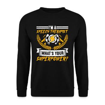 Sprachtherapeut Logopäde Geschenk - Unisex Pullover - Schwarz - Vorne - Alina (178cm) & Michal (187cm)