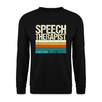 Sprachtherapeut Logopäde Geschenk - Unisex Pullover - Schwarz - Vorne - Alina (178cm) & Michal (187cm)