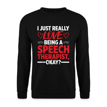 Sprachtherapeut Logopäde Geschenk - Unisex Pullover - Schwarz - Vorne - Alina (178cm) & Michal (187cm)