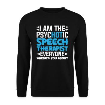 Sprachtherapeut Logopäde Geschenk - Unisex Pullover - Schwarz - Vorne - Alina (178cm) & Michal (187cm)