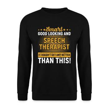 Sprachtherapeut Logopäde Geschenk - Unisex Pullover - Schwarz - Vorne - Alina (178cm) & Michal (187cm)