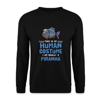 Piranha Geschenk - Unisex Pullover - Schwarz - Vorne - Alina (178cm) & Michal (187cm)