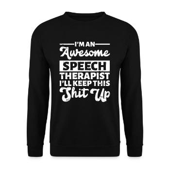 Sprachtherapeut Logopäde Geschenk - Unisex Pullover - Schwarz - Vorne - Alina (178cm) & Michal (187cm)