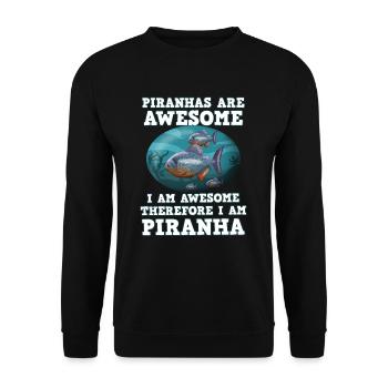 Piranha Geschenk - Unisex Pullover - Schwarz - Vorne - Alina (178cm) & Michal (187cm)