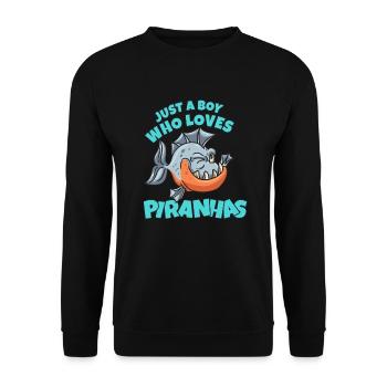 Piranha Geschenk - Unisex Pullover - Schwarz - Vorne - Alina (178cm) & Michal (187cm)