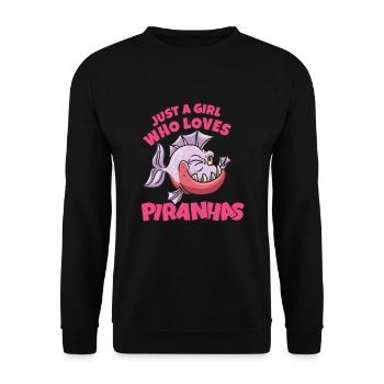 Piranha Geschenk - Unisex Pullover - Schwarz - Vorne - Alina (178cm) & Michal (187cm)