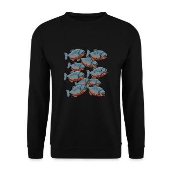 Piranha Geschenk - Unisex Pullover - Schwarz - Vorne - Alina (178cm) & Michal (187cm)