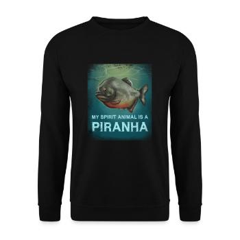 Piranha Geschenk - Unisex Pullover - Schwarz - Vorne - Alina (178cm) & Michal (187cm)